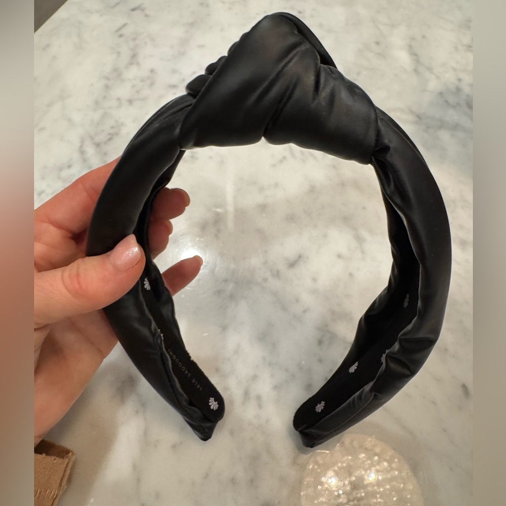 Lele Sadoughi black faux leather headband
